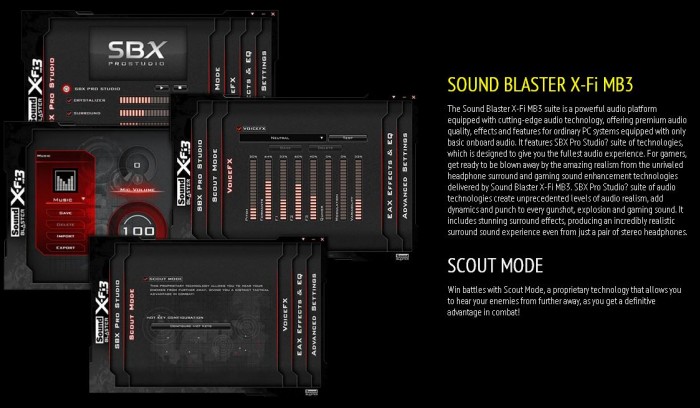 sound blaster x fi mb3 how to enable scout mode