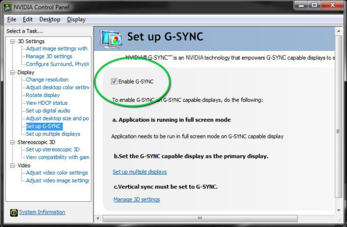 enable GSYNC Checkbox