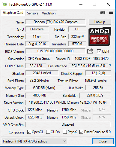 Xfx radeon best sale rx 470 4gb