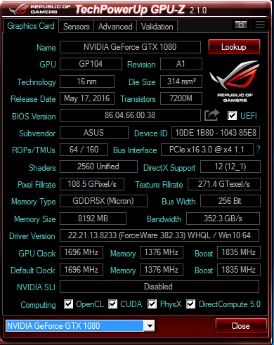 Asus gtx 1080 cheap driver